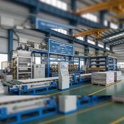 Full Automation Fiber Cement Board Production Line CE Standar 200kw Daya yang dirancang untuk manufaktur skala industri