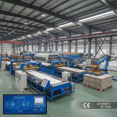 2000sqm Fiber Cement Board Produksi Line Menggabungkan Standar CE dan Jaminan 1 Tahun Dioptimalkan untuk papan konsisten