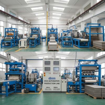 Jalur Produksi Papan Semen Serat Otomatisasi Tinggi dengan Sistem Kontrol PLC Kapasitas Tahunan 200kw 2-8 Juta Sqm Penanganan Material