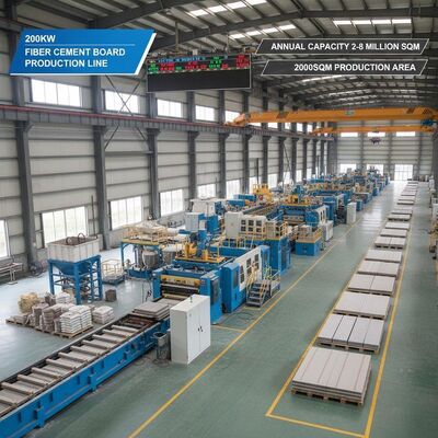 Jalur Produksi Papan Semen Serat 200kw Kapasitas Tahunan 2-8 Juta Sqm Area Produksi 2000sqm Cocok untuk Industri