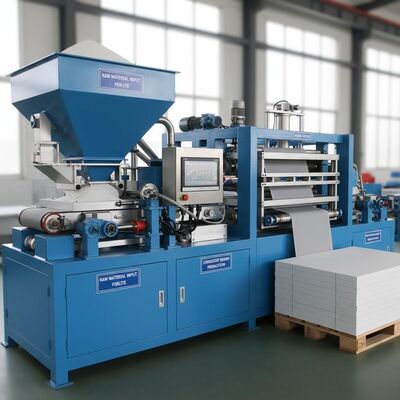 Biru sepenuhnya otomatis mgo papan mesin bahan baku input perlite dirancang untuk operasi terus menerus dan papan konsisten
