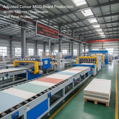 Jalur Produksi Papan MgO Warna yang Disesuaikan Menawarkan Lebar Papan 1220mm Atau Dapat Disesuaikan Cocok untuk Produksi Panel Dinding