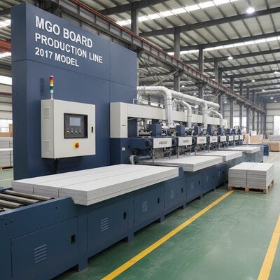 Jalur Produksi Papan MgO Menampilkan Model Tahun 2017 dan Warna Produk yang Disesuaikan untuk Manufaktur Papan Tahan Lama