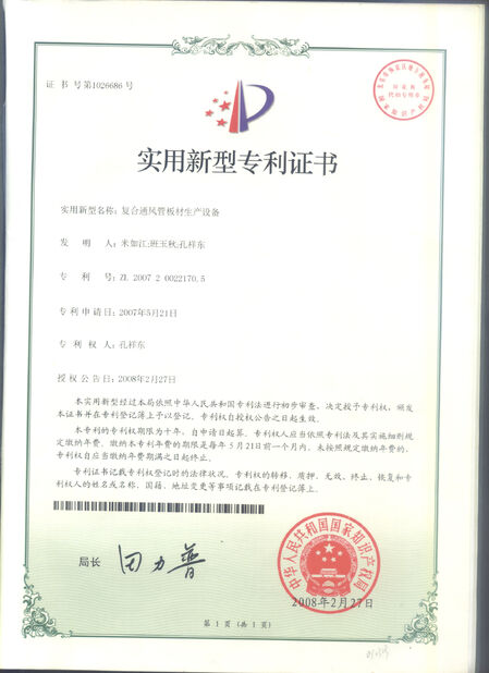 Cina Shandong Chuangxin Building Materials Complete Equipments Co., Ltd Sertifikasi